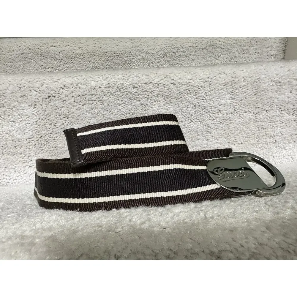 AUTHENTIC GUCCI D RING SIGNATURE CANVAS BELT 189812 H90WN GG SZ 100 40 (USA 34)